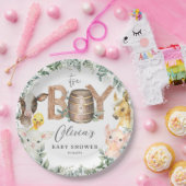 かわいい農場動物緑の男の子納屋ベイビーシャワー ペーパープレート (パーティー)