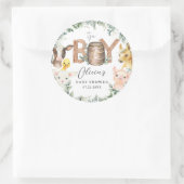 かわいい農場動物緑の男の子納屋ベイビーシャワー ラウンドシール (バッグ)