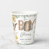 かわいい農場動物緑の男の子納屋ベイビーシャワー 紙コップ (正面)