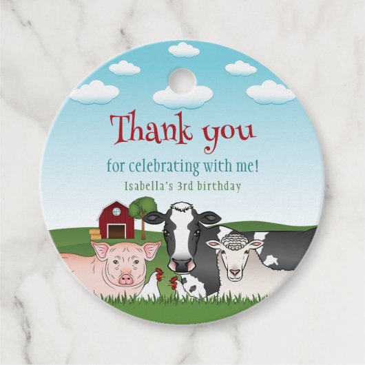 かわいい農場動物kid'sありがとう誕生日 フェイバータグ (正面)