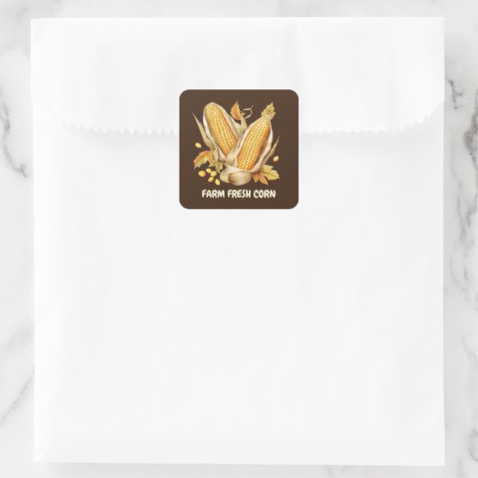 かわいい農場新鮮なトウモロコシの追加文字ベンダー スクエアシール (バッグ)