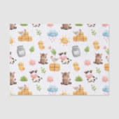 かわいい農場生活と牧場の赤ちゃん動物のパターン 薄葉紙 (正面)