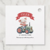 かわいい農家の動物の豚の誕生日パーティー フェイバータグ (裏面)