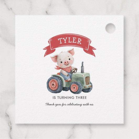 かわいい農家の動物の豚の誕生日パーティー フェイバータグ (裏面)