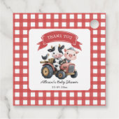 かわいい農家の動物ベビーシャワー赤いストライプ フェイバータグ (裏面)