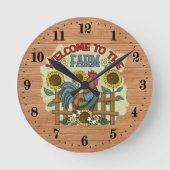 かわいい農家の歓迎チキン愛好家 ラウンド壁時計 (正面)