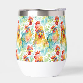 かわいい農家の水彩鶏