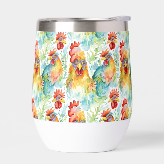 かわいい農家の水彩鶏 (左面)