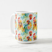 かわいい農家の水彩鶏 コーヒーマグカップ (正面左)