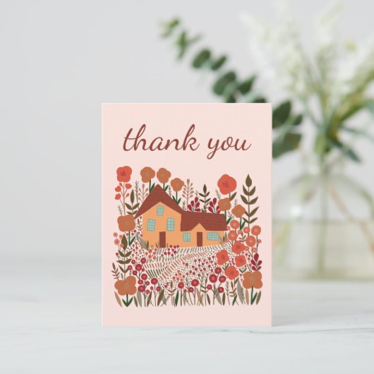 かわいい農家の花 秋の感謝 ポストカード (スタンド正面)