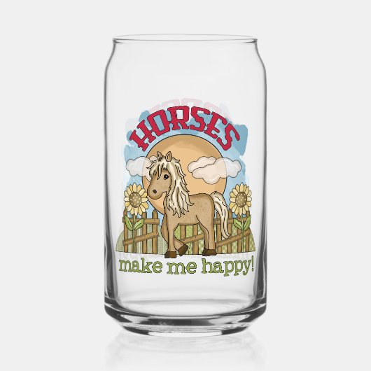 かわいい農家の馬happy ガラス缶 (正面)
