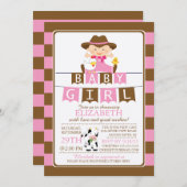 かわいい農家ガールズベビーシャワー招待状 招待状 (正面/裏面)