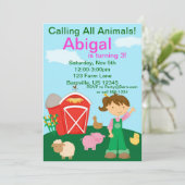 かわいい農家ガールファーム誕生日パーティーの招待 招待状 (スタンド正面)