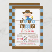 かわいい農家ボーイズベビーシャワー招待状 招待状 (正面/裏面)