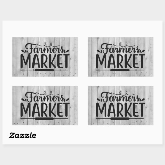 かわいい農家マーケットワードアート 長方形シール (シート)