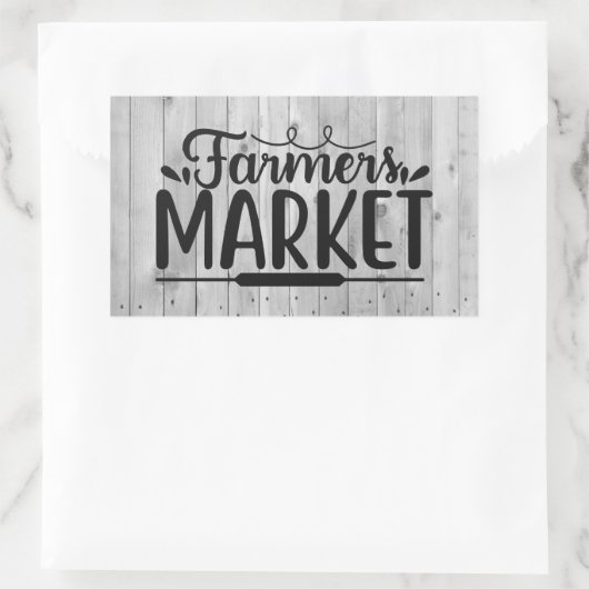 かわいい農家マーケットワードアート 長方形シール (バッグ)
