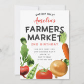 かわいい農家市場野菜バースデーパーティー 招待状 (正面)