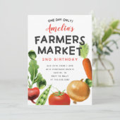 かわいい農家市場野菜バースデーパーティー 招待状 (スタンド正面)