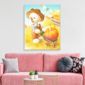 かわいい農家犬カボチャ キャンバスプリント (インサイチュ (リビング))