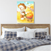 かわいい農家犬カボチャ キャンバスプリント (インサイチュ (寝室))