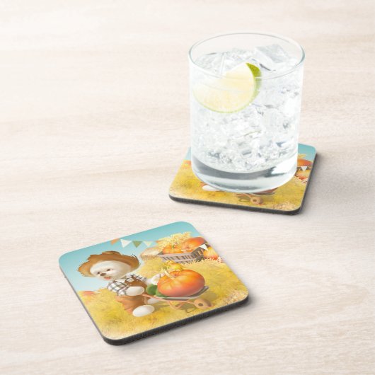 かわいい農家犬カボチャ コースター (右側)