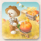 かわいい農家犬カボチャ コースター (正面)