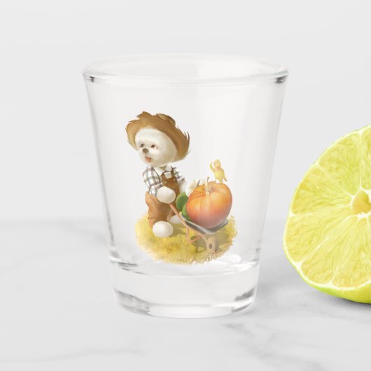 かわいい農家犬カボチャ ショットグラス (正面)
