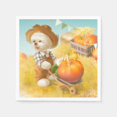かわいい農家犬カボチャ スタンダードカクテルナプキン (正面)