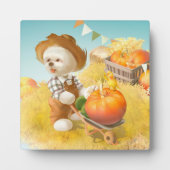 かわいい農家犬カボチャ フォトプラーク (正面)