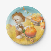 かわいい農家犬カボチャ ペーパープレート (正面)