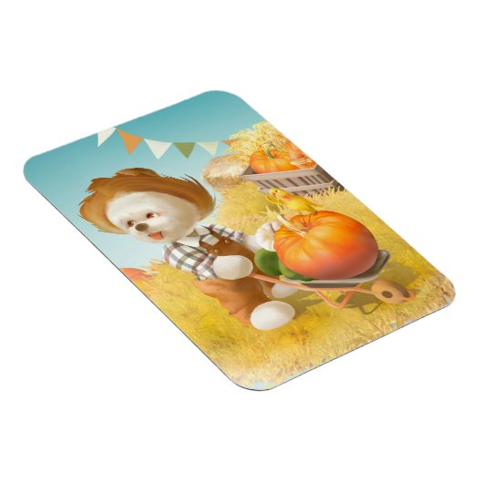 かわいい農家犬カボチャ マグネット (右側)