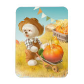かわいい農家犬カボチャ マグネット (縦)