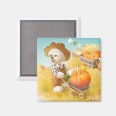 かわいい農家犬カボチャ マグネット (正面/裏面)