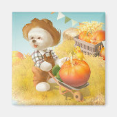 かわいい農家犬カボチャ マグネット (正面)