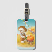 かわいい農家犬カボチャ ラゲッジタグ (正面縦)