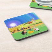 かわいい農家、羊、ひなのプラスチックコースター コースター (左側)