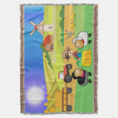 かわいい農家、羊、ひな スローブランケット (正面縦)