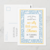 かわいい農村のシリ―なガチョウの誕生日パーティー ポストカード (正面/裏面)