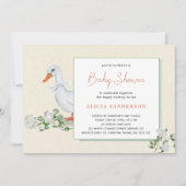 かわいい農村のビンテージ農場の花のベビーシャワー 招待状 (正面)