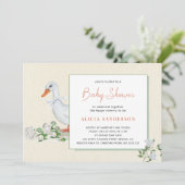 かわいい農村のビンテージ農場の花のベビーシャワー 招待状 (スタンド正面)