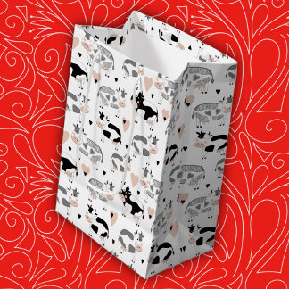 かわいい農村の牛たち ミディアムペーパーバッグ