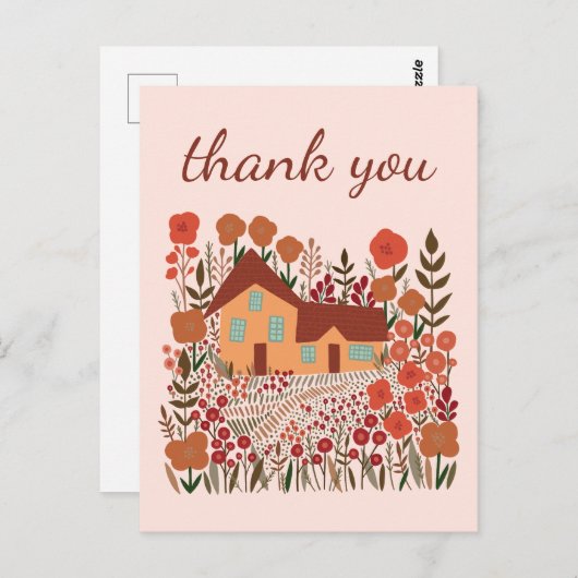 かわいい農村の花 秋の感謝 ポストカード (正面/裏面)