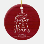 かわいい農村風の家の猫または犬のペットの追悼 赤 セラミックオーナメント (裏面)