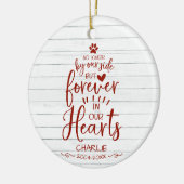 かわいい農村風の家の猫または犬のペット追悼赤 セラミックオーナメント (左)