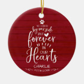 かわいい農村風の家の猫または犬のペット追悼赤 セラミックオーナメント (正面)