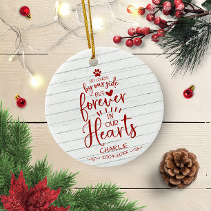 かわいい農村風の家の猫または犬のペット追悼赤 セラミックオーナメント