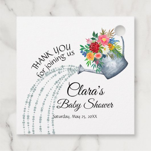 かわいい農村風の花の水やりの缶の感謝シャワー フェイバータグ (裏面)