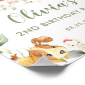 かわいい農業動物の緑の誕生日ウェルカムサイン ポスター (角)