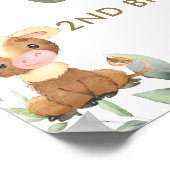 かわいい農業動物の緑の誕生日ウェルカムサイン ポスター (角)