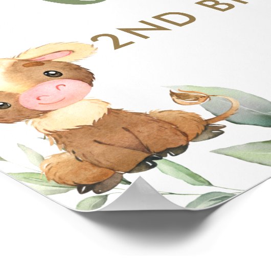 かわいい農業動物の緑の誕生日ウェルカムサイン ポスター (角)